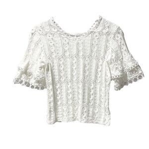 KOREAN One Search Brand Boho Eyelet Lace Bell Sleeve Blouse